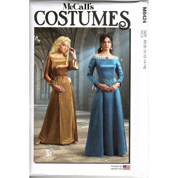 McCall's M8424 Misses 8 to 16 Medieval Gown Costumes Uncut Sewing Pattern - Picture 1 of 2
